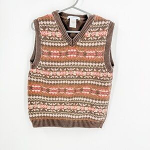 Janie and Jack Brown and Cream Fair Isle Vest
